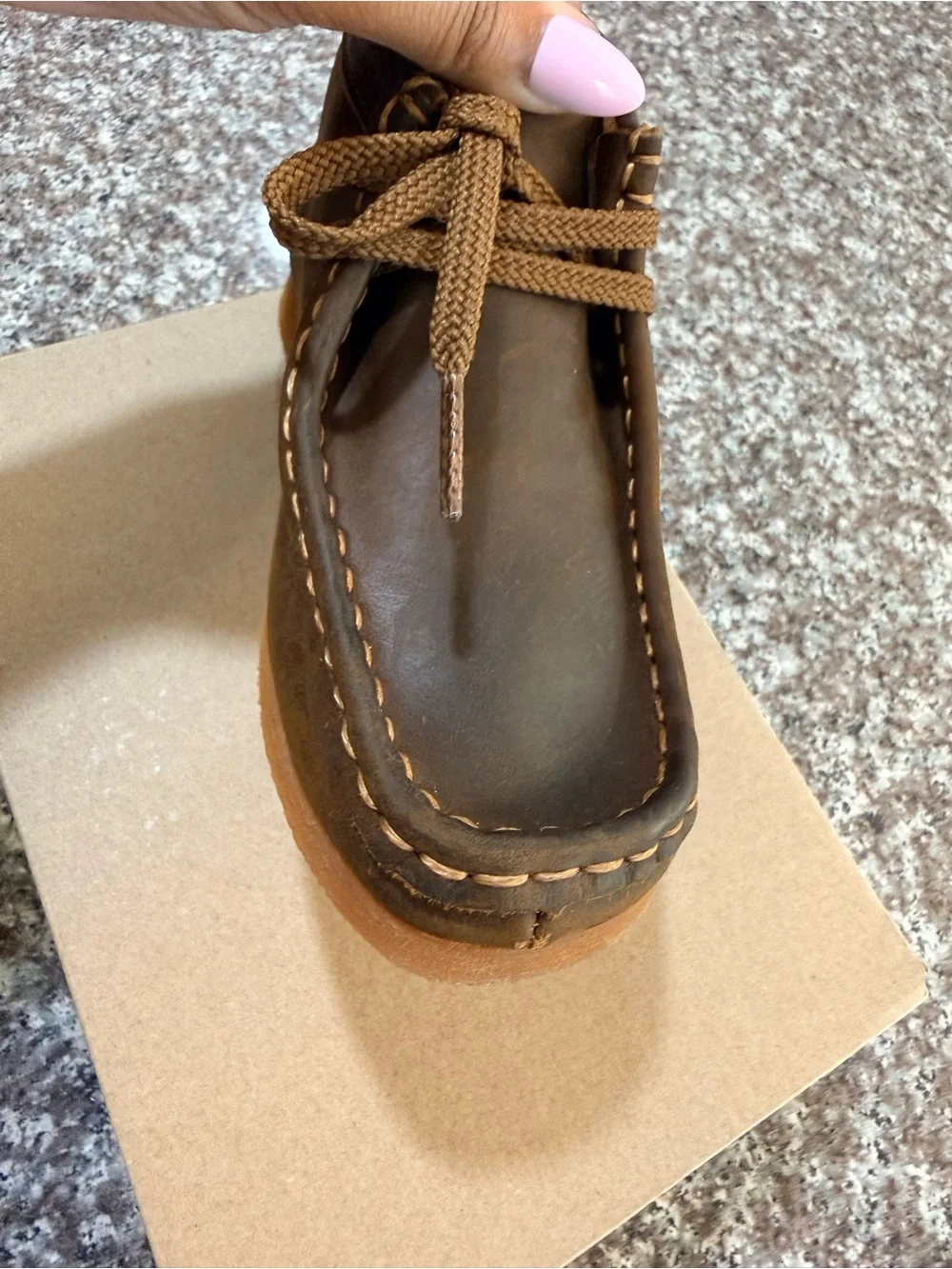 Kids Clarks Brown Leather Chukka Boots with Tan Soles